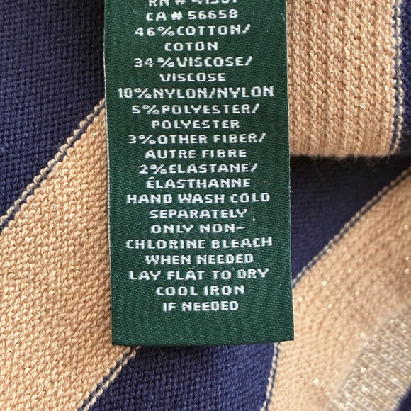 Ralph Lauren Striped Long Sleeve Dress in Navy and Gold - Picture 4 of 4